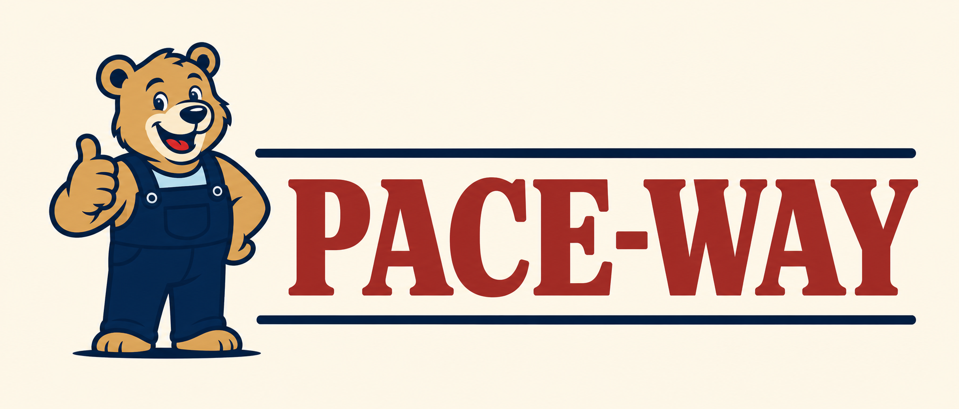 Pace-Way logo with bear mechanic mascot